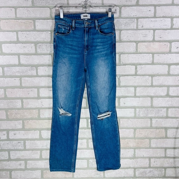 PAIGE Stella High Rise Straight Leg Jeans in Filmore Destructed Wash Size 26 - Picture 3 of 10